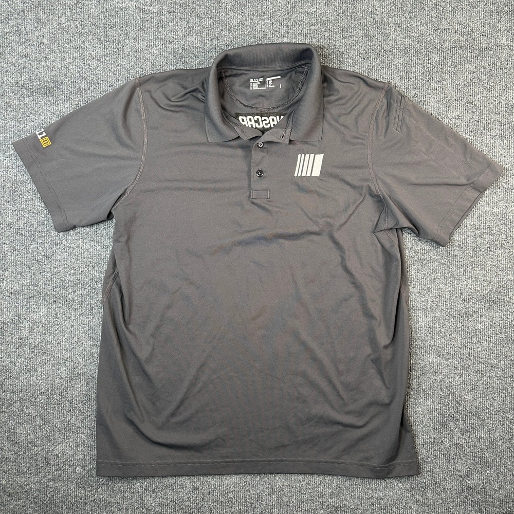 5.11 Tactical NASCAR Men's Performance Polo Shirt Gray Size Large Pen Pocket